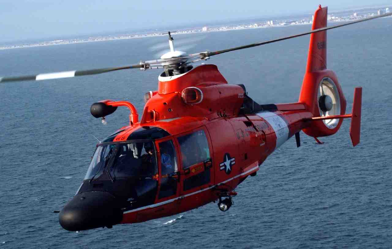 hélicoptère, mh-65 dolphin, chercher et sauver